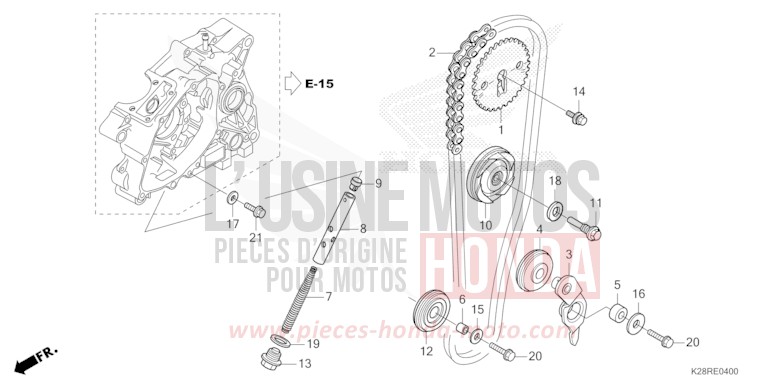 NOCKENWELLENKETTE/SPANNVORRICHTUNG von CRF125FB "große Räder" EXTREME RED (R292) von 2025